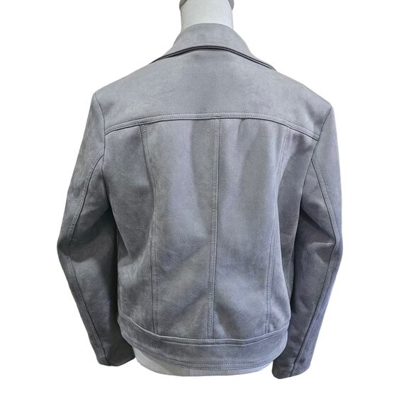 Philosophy Faux Suede Gray Open Front Moto Style Jacket Size M - Picture 3 of 7